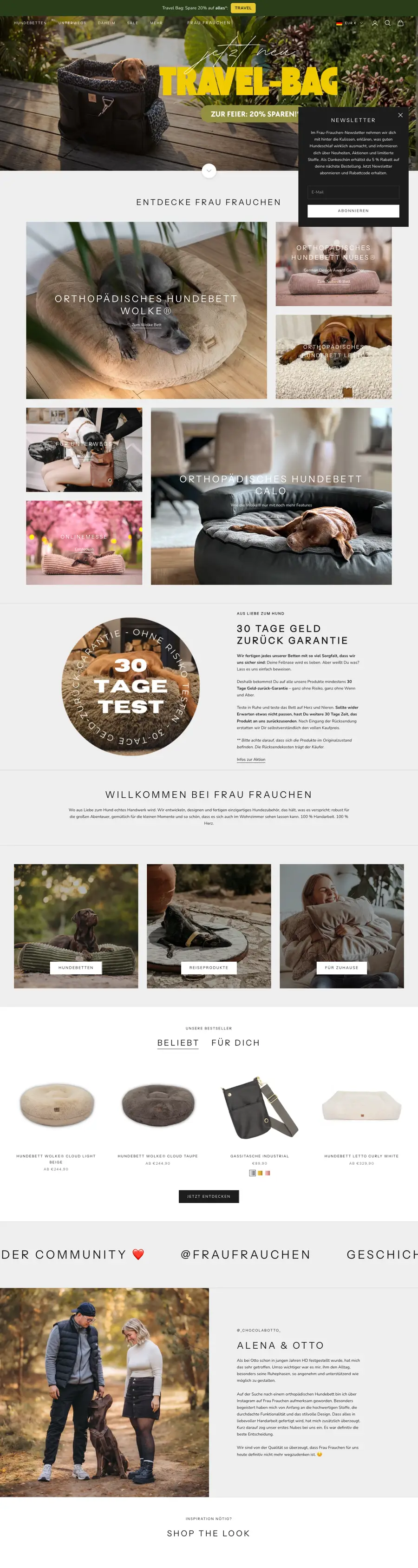 Frau Frauchen / Hundebett Wolke — Website Screenshot